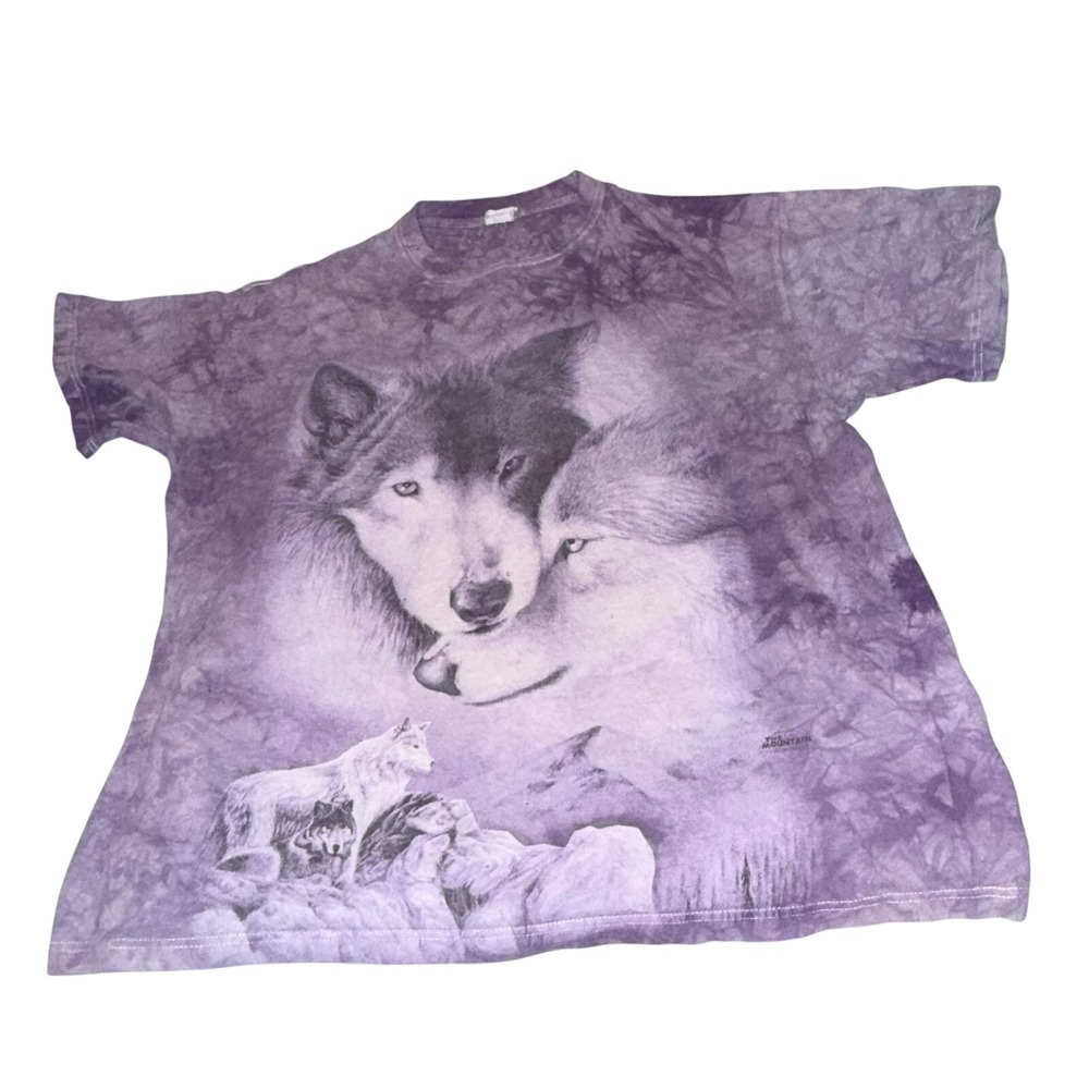 The Mountain Wolf T Shirt Purple Tie Dye Nature Wildlife Oversized